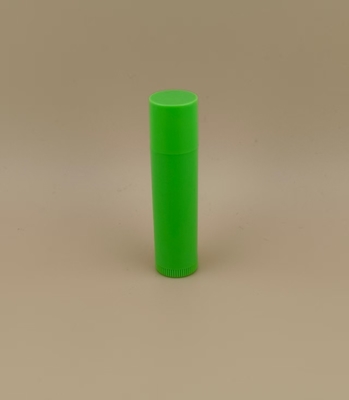 Piccolo imballaggio per balsamo labbra verde liscio con coperchio rosa per rossetti