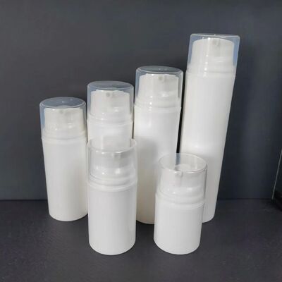 Mini flacone vuoto per lozione in plastica ABS sottovuoto trasparente da 30 ml con tappo bianco per pompa airless