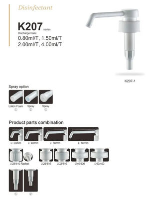Pompa sostitutiva per erogatore di lozione di sapone multi scena Materiale LDPE riciclato K207-2