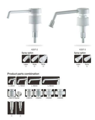 Non Spill White Lotion Dispenser Pompa impermeabile con ugello lungo K207-3