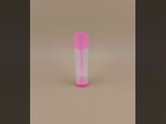 Piccolo imballaggio liscio e trasparente per balsamo labbra con coperchio rosa per rossetti