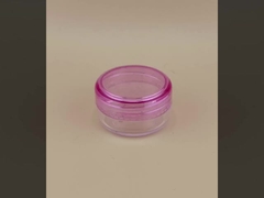 Vaso di crema di plastica trasparente certificata con coperchio a vite rosa per la cura della pelle e personalizzabile