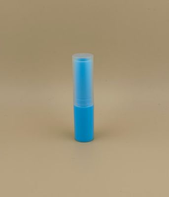 Confezione blu piccola per balsamo labbra con coperchio trasparente a coste per rossetti
