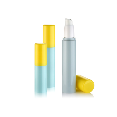 Contenitore rotondo in PP colorato di buona qualità per la cura della pelle con pompa airless