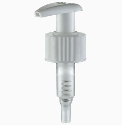 Pompa di lozione PP Chiusura a costole sottili Testa di sella Pompa di lozione a serratura a vite di plastica