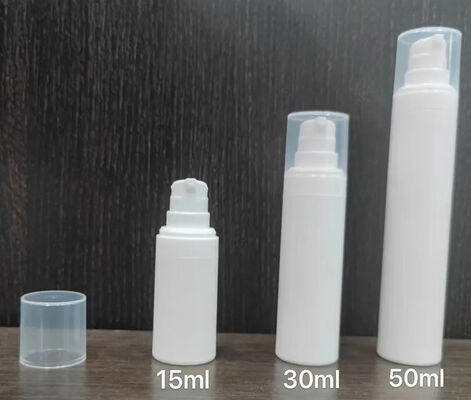 Bottiglia cilindrica per pompa senz'aria in plastica PP argento con bottiglia per pompa per lozione popolare 5ml 15ml 20ml 30ml