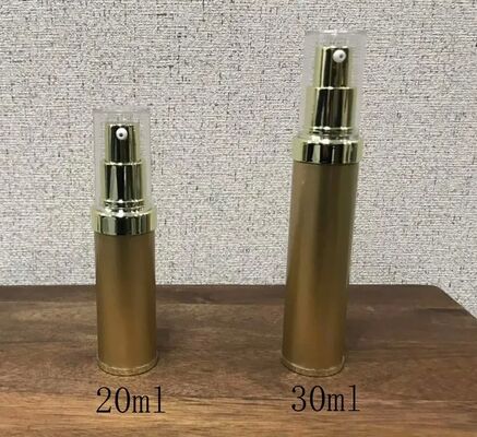 Bottiglia cilindrica per pompa senz'aria in plastica PP argento con bottiglia per pompa per lozione popolare 5ml 15ml 20ml 30ml