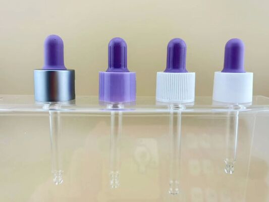 Essence Oil Skin Care Rubber Ribbed Dropper con tubo di vetro regolabile