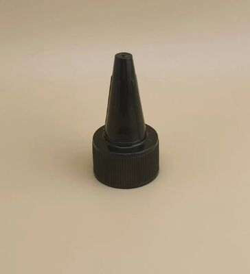 Tappo a vite in gelatina a costine in plastica nera per bottiglie di vernice