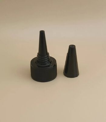 Tappo a vite in gelatina a costine in plastica nera per bottiglie di vernice