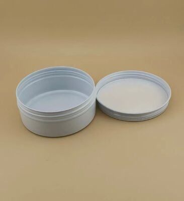 Custodia in alluminio bianco argentato con tappo a vite per cosmetici