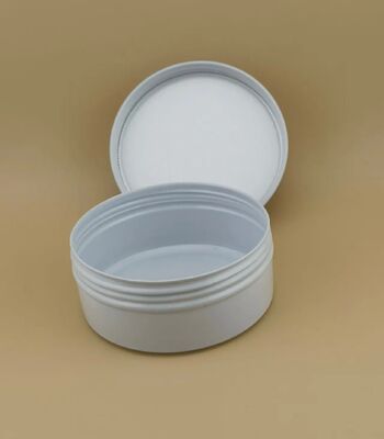 Custodia in alluminio bianco argentato con tappo a vite per cosmetici