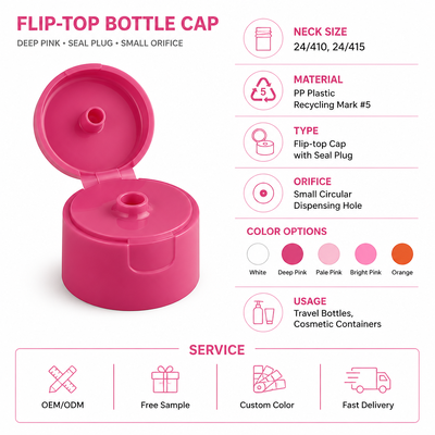 Nuovo design 24mm Plastic Flip Top Cap 24-410 Acqua di doccia