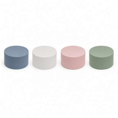 Tappo rotondo in plastica grigio-blu opaco liscio per flaconi cosmetici