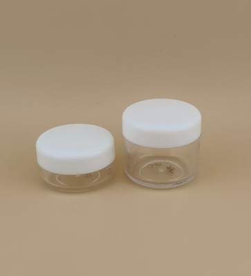 Vasetto in plastica trasparente per crema per la cura della pelle con coperchio a vite e certificazione