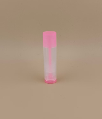 Piccolo imballaggio liscio e trasparente per balsamo labbra con coperchio rosa per rossetti