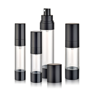 Packaging per la cura della pelle come contenitore cosmetico in plastica sottovuoto airless, flacone con pompa e tappo a vite per lozione