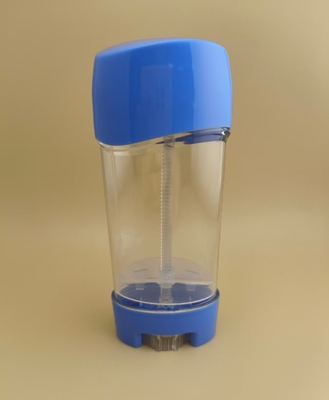 Imballaggio di balsamo per labbra liscio trasparente con coperchio blu per rossetti
