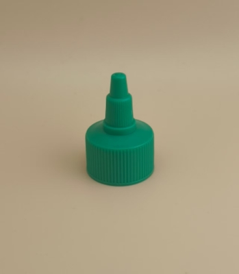 Tappo in plastica verde scanalato per flaconi di vernice